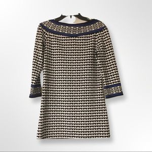 Max studio black white with blue trim dress in size M